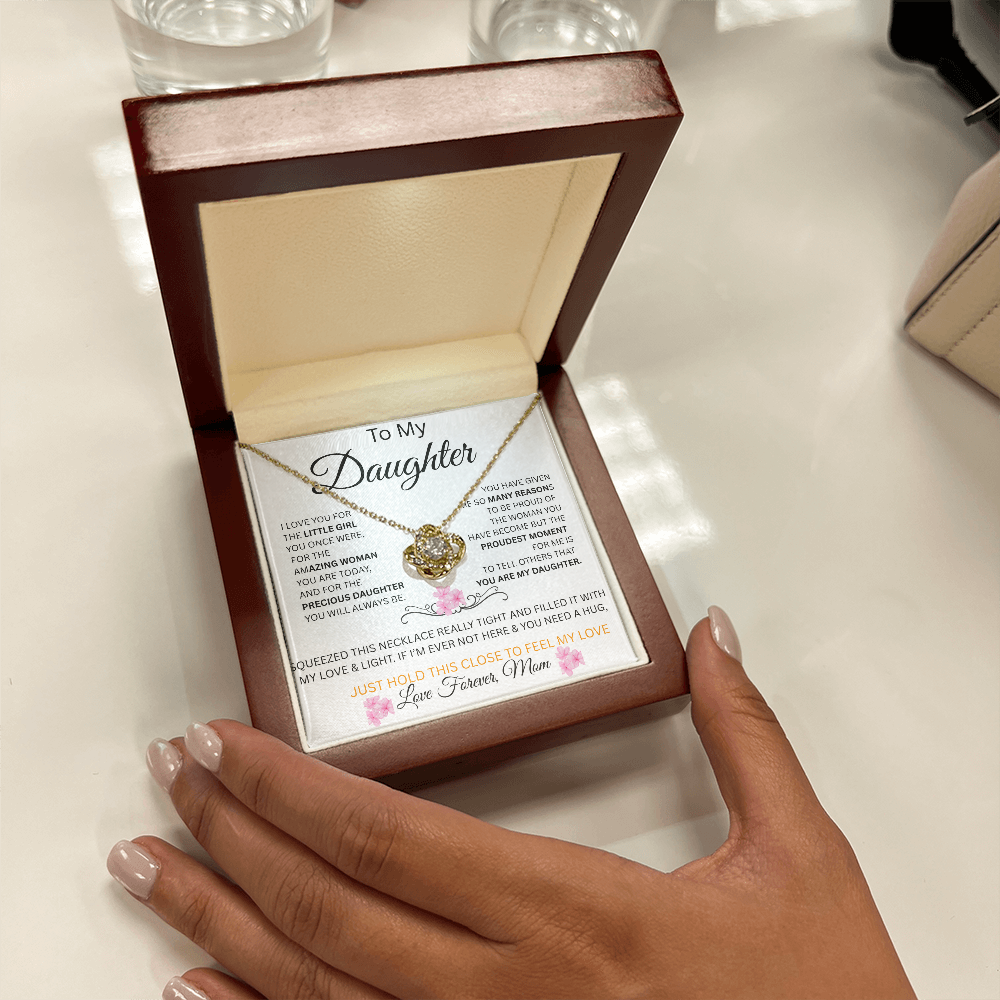 TO DAUGHTER GIFT From Mom....LOVE KNOT NECKLACE