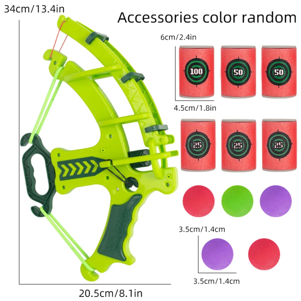 BULLSEYE KIDS ARCHERY SET - ELASTIC BOW & ASOFT SPONGE BALL TARGET FAMILY GAME
