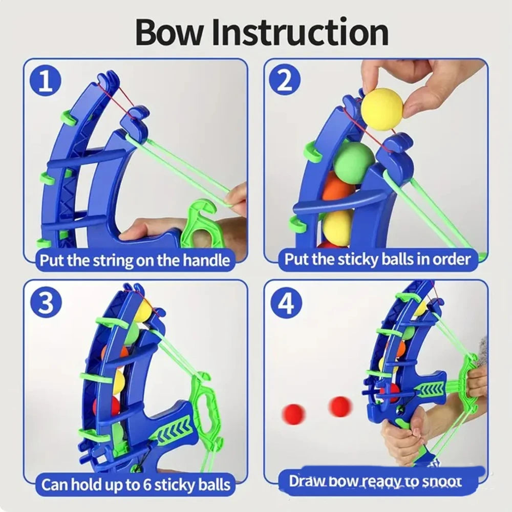 BULLSEYE KIDS ARCHERY SET - ELASTIC BOW & ASOFT SPONGE BALL TARGET FAMILY GAME