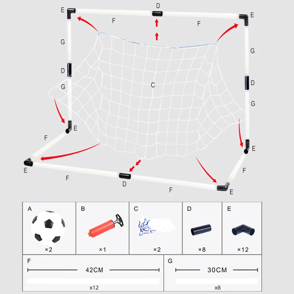 KICK PRO KIDS SOCCER GOAL SET - FOLDABLE NET WITH BALL & PUMP - BACKYARD FUN