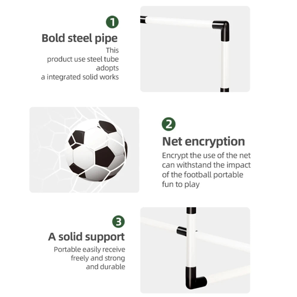 KICK PRO KIDS SOCCER GOAL SET - FOLDABLE NET WITH BALL & PUMP - BACKYARD FUN