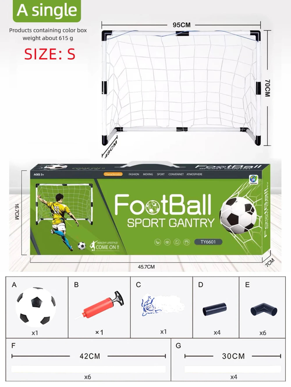 KICK PRO KIDS SOCCER GOAL SET - FOLDABLE NET WITH BALL & PUMP - BACKYARD FUN