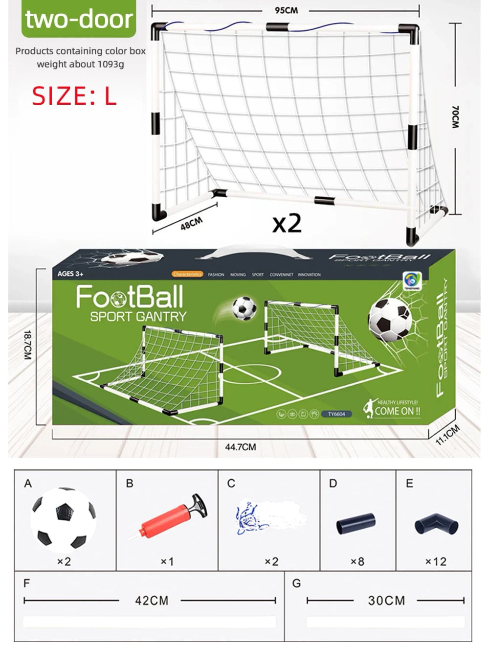 KICK PRO KIDS SOCCER GOAL SET - FOLDABLE NET WITH BALL & PUMP - BACKYARD FUN