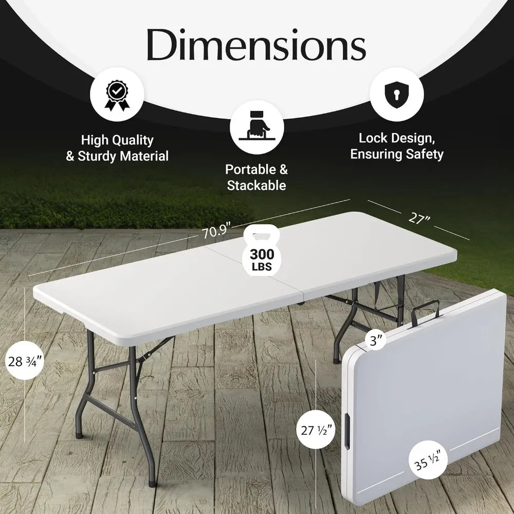 DOUBLE THE TABLE, DOUBLE THE FUN - 2-PACK 6FT  FOLDABLE TABLES