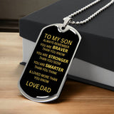 TO MY SON -  DOG TAG NECKLACE, FROM DAD