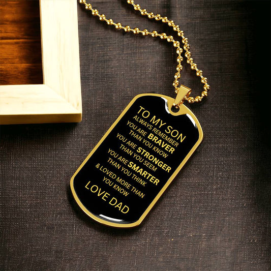 TO MY SON -  DOG TAG NECKLACE, FROM DAD