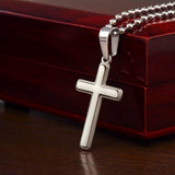 TO MY SON  ARTISAN CROSS NECKLACE WITH SNAKE CHAIN From Mom...MY LITTLE BOY