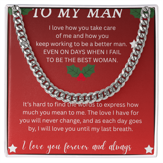 TO MY MAN CHRISTMAS CUBAN CHAIN