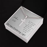CHAIN WITH  ARTISAN CROSS NECKLACE with message card John 3:16