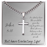 CHAIN WITH  ARTISAN CROSS NECKLACE with message card John 3:16