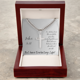 CHAIN WITH  ARTISAN CROSS NECKLACE with message card John 3:16