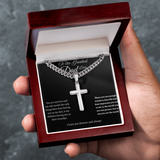 TO THE GREATES DAD EVER - CUBAN LINK CHAIN WITH ENGRAVED ARTISAN CROSS