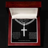 TO THE GREATES DAD EVER - CUBAN LINK CHAIN WITH ENGRAVED ARTISAN CROSS