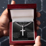 TO THE GREATES DAD EVER - CUBAN LINK CHAIN WITH ENGRAVED ARTISAN CROSS
