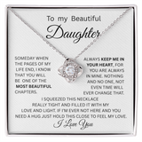 TO MY DAUGHTER LOVE KNOT NECKLACE ,,,Pages of life..