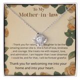 TO MY MOTHER IN LAW  .RAISING YOUR DAUGHTER  LOVE KNOT NECKLACE