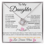 TO DAUGHTER GIFT  From Mom....LOVE KNOT NECKLACE
