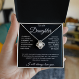 TO MY DAUGHTER LOVE KNOT NECKLACE ...CLOSED MY EYES