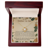 TO MY MOTHER IN LAW  .RAISING YOUR DAUGHTER  LOVE KNOT NECKLACE