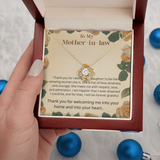 TO MY MOTHER IN LAW  .RAISING YOUR DAUGHTER  LOVE KNOT NECKLACE