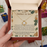 TO MY MOTHER IN LAW  .RAISING YOUR DAUGHTER  LOVE KNOT NECKLACE