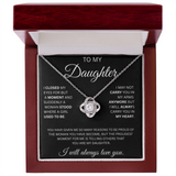 TO MY DAUGHTER LOVE KNOT NECKLACE ...CLOSED MY EYES