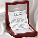 TO MY BEAUTIFUL DAUGHTER ... LOVE KNOT NECKLACE KEEP ME INYOUR HEART