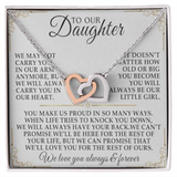 TO OUR DAUGHTER INTERLOCKING HEART NECKLACE from Mom and Dad NOT CARRY YOU