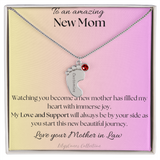 NEW MOM - LITTLE FEET with BIRTHSTONE