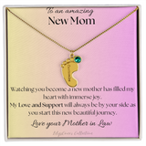 NEW MOM - LITTLE FEET with BIRTHSTONE