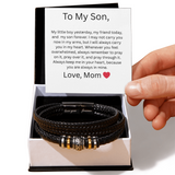 TO MY SON  BRAIDED LEATHER  BRACELET, FROM MOM- TIMELESS STRENGTH & STYLE