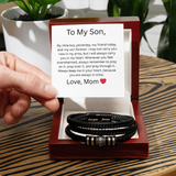 TO MY SON  BRAIDED LEATHER  BRACELET, FROM MOM- TIMELESS STRENGTH & STYLE