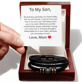 TO MY SON  BRAIDED LEATHER  BRACELET, FROM MOM- TIMELESS STRENGTH & STYLE