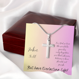 NECKLACE  WITH CROSS  - John 3:16 with message card for WOMEN