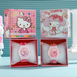 KAWAII 3D CARTOON KIDS WATCH SET - HELLO KITTY, KUROMI & FRIENDS GIFT BOX EDITION