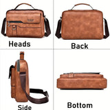 Urban Travel Shoulder Organizer Bag showing different angles: heads, back, side, and bottom, featuring professional PU finish.