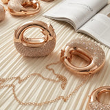 GOLDEN GLAM ROUND CLUTCH - LUXURY ACRYLIC DIAMIND EVENING  BAG