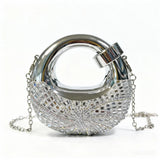 GOLDEN GLAM ROUND CLUTCH - LUXURY ACRYLIC DIAMIND EVENING  BAG