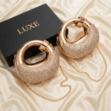 GOLDEN GLAM ROUND CLUTCH - LUXURY ACRYLIC DIAMIND EVENING  BAG