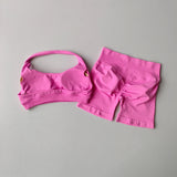 PERFORMANCE PEACH PRO SPORTS SET-Sexy Halter Neck Backless High-Waist Yoga Set