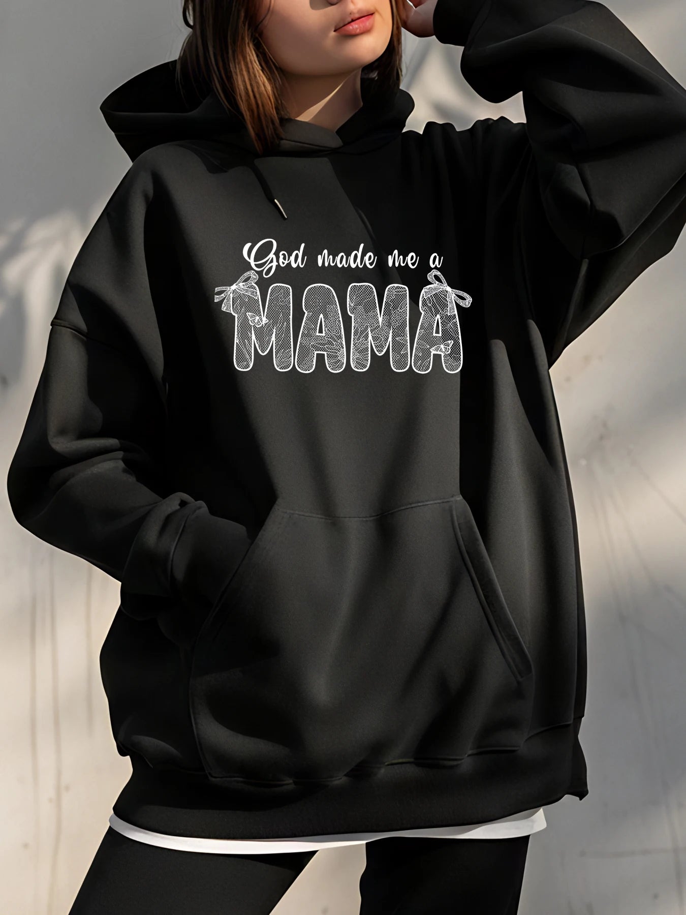 mama hoodie god says i am design front view