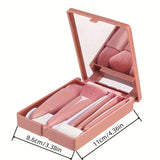 COMPACT TRAVEL GROOMING BRUSH KIT WITH MIRROR..ON-THE-GO-BEAUTY