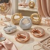 GOLDEN GLAM ROUND CLUTCH - LUXURY ACRYLIC DIAMIND EVENING  BAG