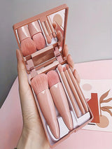 COMPACT TRAVEL GROOMING BRUSH KIT WITH MIRROR..ON-THE-GO-BEAUTY